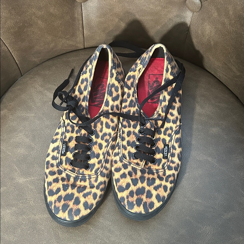 Vans Leopard-Print Canvas Sneakers - Brown Black Red